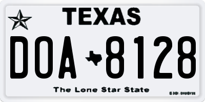TX license plate DOA8128