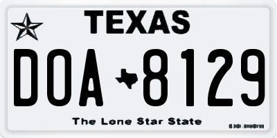 TX license plate DOA8129