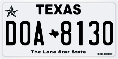 TX license plate DOA8130