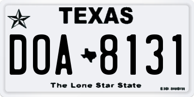 TX license plate DOA8131