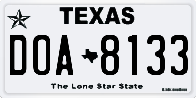 TX license plate DOA8133