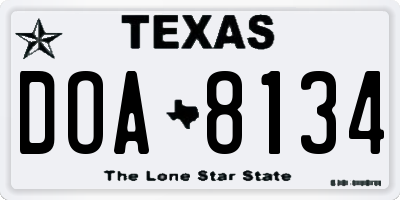 TX license plate DOA8134