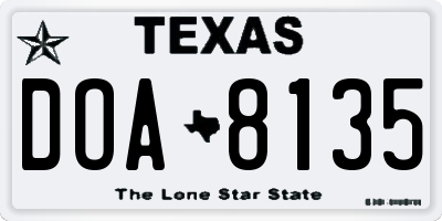 TX license plate DOA8135