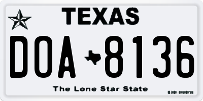 TX license plate DOA8136