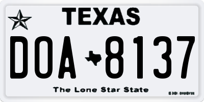 TX license plate DOA8137