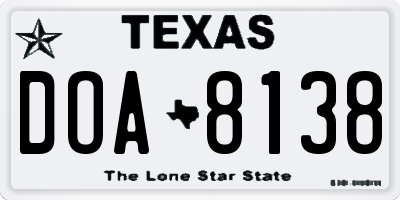 TX license plate DOA8138