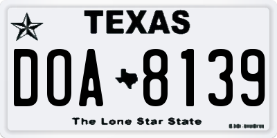 TX license plate DOA8139