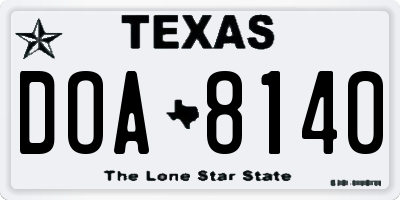 TX license plate DOA8140