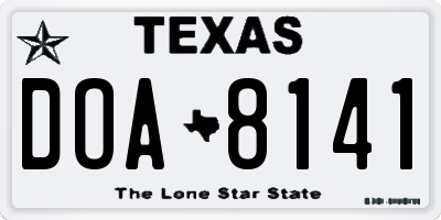 TX license plate DOA8141