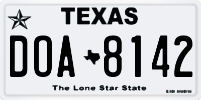 TX license plate DOA8142