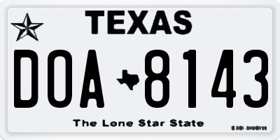 TX license plate DOA8143