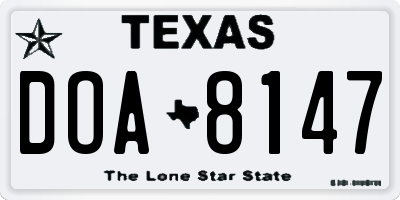 TX license plate DOA8147