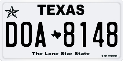 TX license plate DOA8148