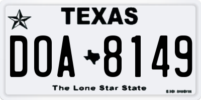 TX license plate DOA8149