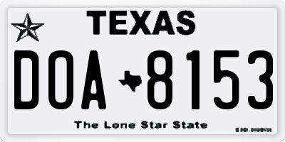 TX license plate DOA8153