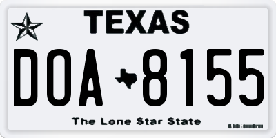 TX license plate DOA8155