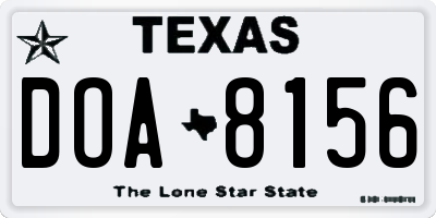 TX license plate DOA8156