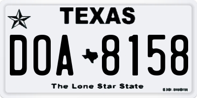 TX license plate DOA8158