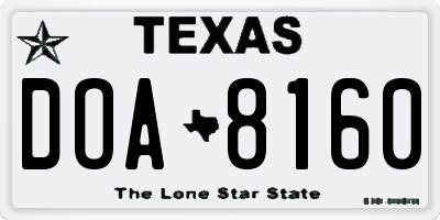 TX license plate DOA8160