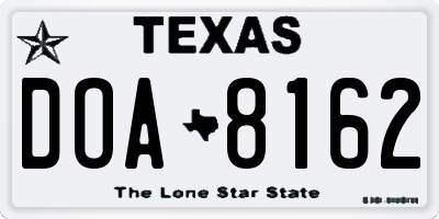 TX license plate DOA8162