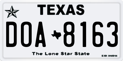 TX license plate DOA8163
