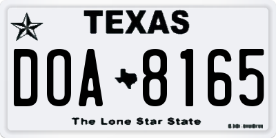 TX license plate DOA8165