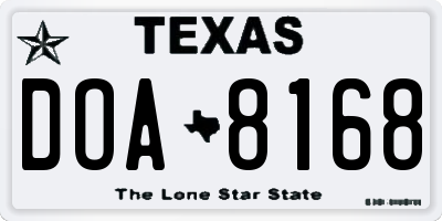 TX license plate DOA8168