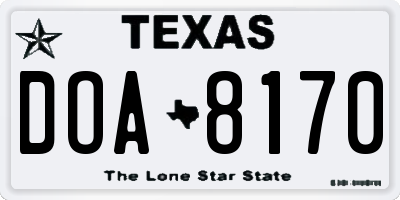 TX license plate DOA8170