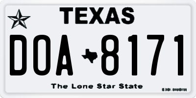 TX license plate DOA8171
