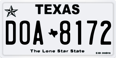 TX license plate DOA8172
