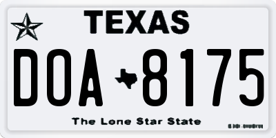 TX license plate DOA8175