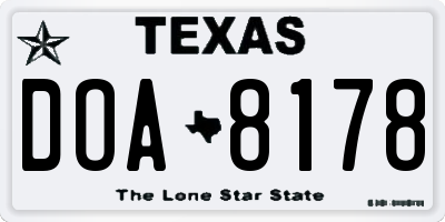 TX license plate DOA8178