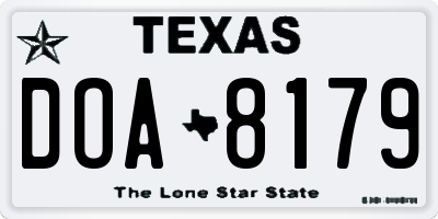 TX license plate DOA8179