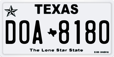 TX license plate DOA8180