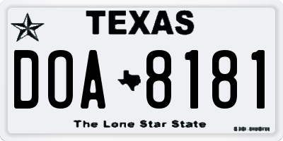 TX license plate DOA8181