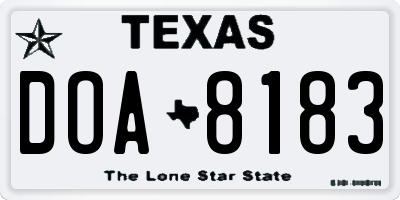 TX license plate DOA8183