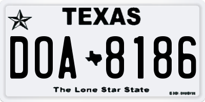 TX license plate DOA8186