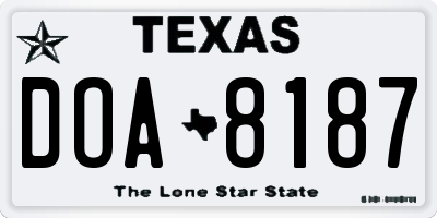 TX license plate DOA8187