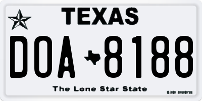 TX license plate DOA8188