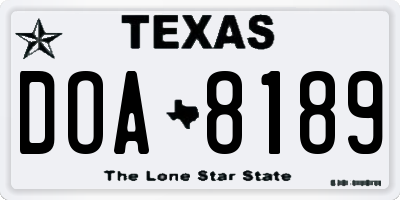 TX license plate DOA8189