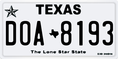 TX license plate DOA8193