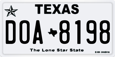 TX license plate DOA8198