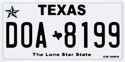 TX license plate DOA8199
