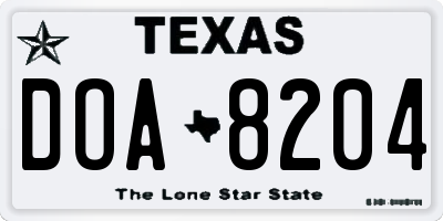 TX license plate DOA8204