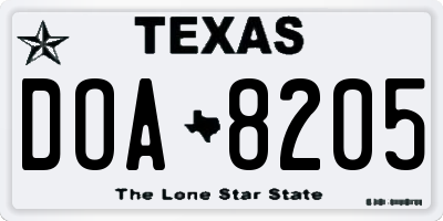 TX license plate DOA8205