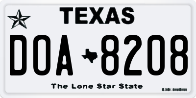TX license plate DOA8208