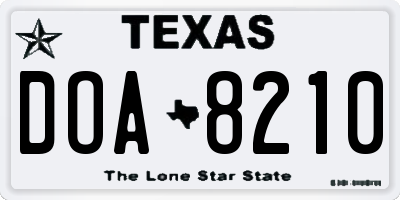 TX license plate DOA8210