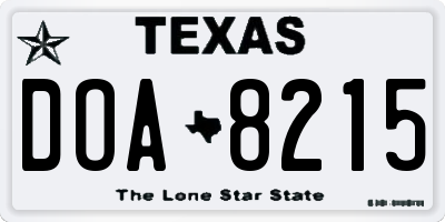 TX license plate DOA8215