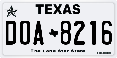 TX license plate DOA8216