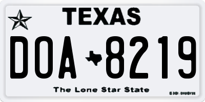 TX license plate DOA8219